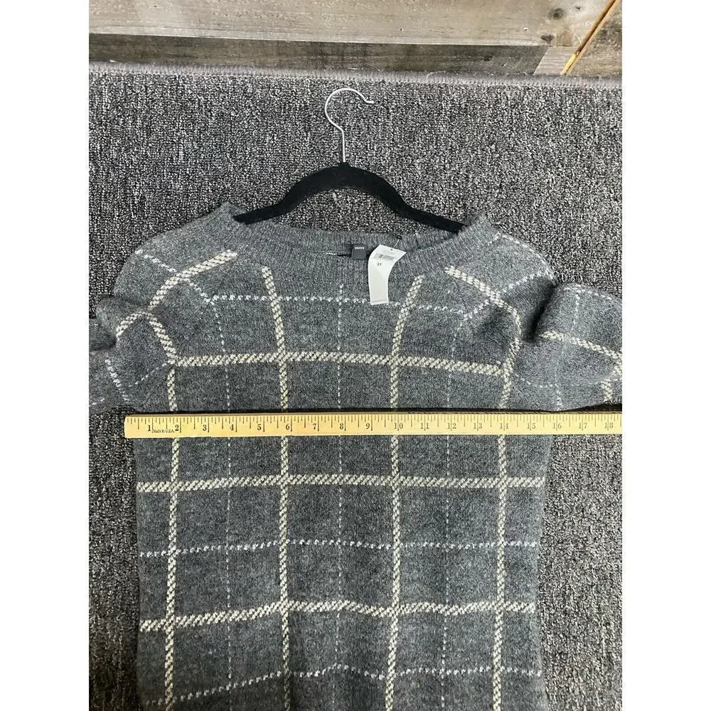 BANANA REPUBLIC Windowpane Sweater Dress Gray White Striped Turtleneck Sz XS NEW